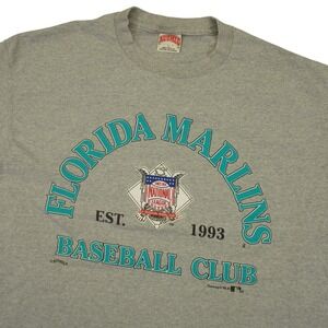 Vintage Florida Marlins Nutmeg Mills T-Shirt Mens XL Grey 90s MLB Single Stitch